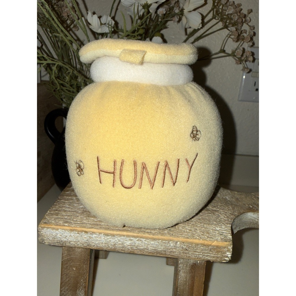 Disney Classic Pooh Plush Hunny Pot Yellow Honey Jar Stuffed Toy Nursery Decor